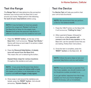 Base station range instructions from the SOS Home user guide